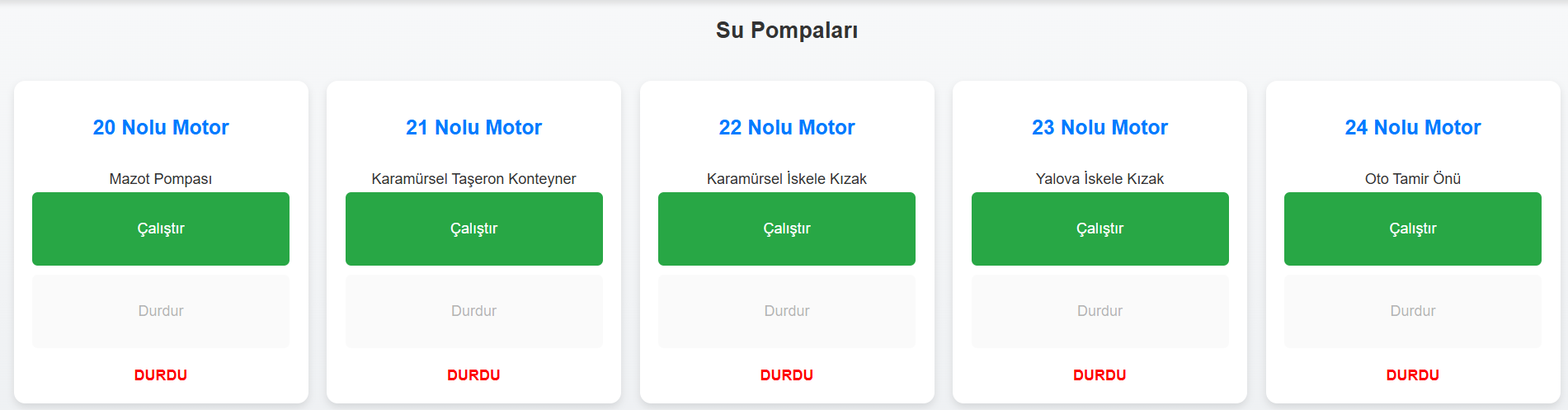 Pompa kontrol web paneli