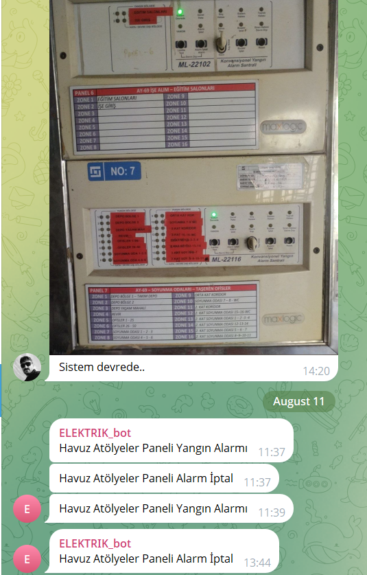 Yangın alarm telefon bildirimi